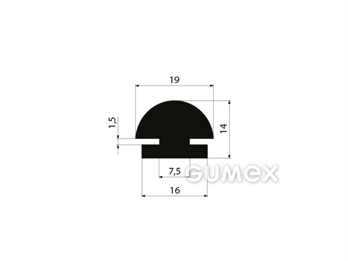 Geformtes Gummiprofil, 14x19mm, 80°ShA, EPDM, -40°C/+100°C, schwarz, 
